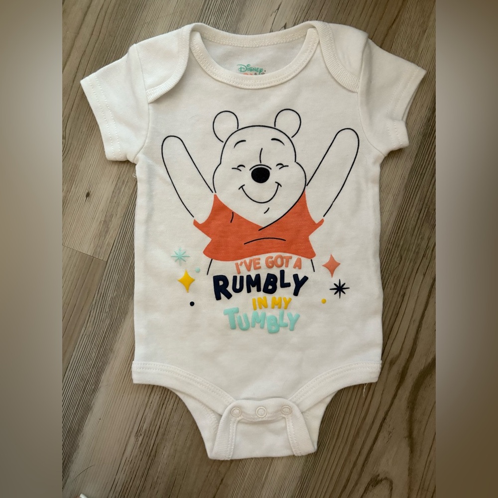 Disney Baby Winnie the Pooh White and Orange Onesie- 0-3 Months